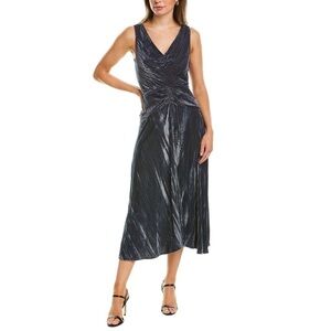 NEW Vince Velvet Midi Dress Steel  Grey